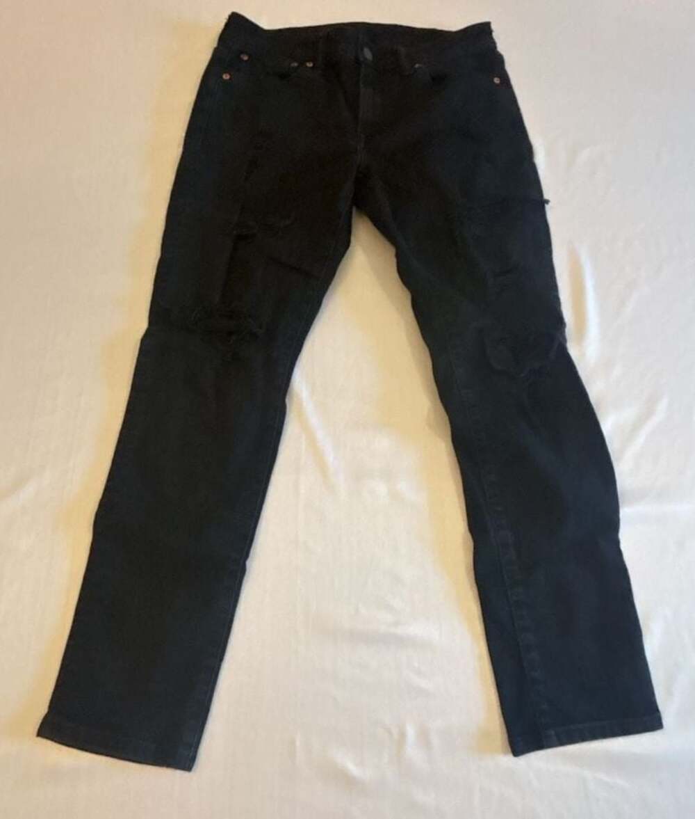 American Eagle AirFlex+ Black Distressed Skinny Jeans Size 32x30